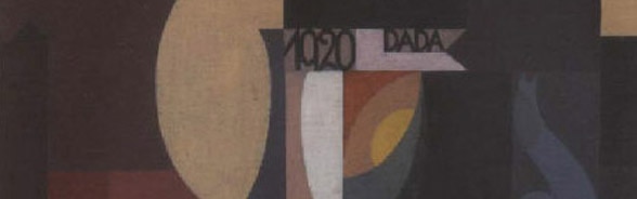 Detail of a painting by Sophie Taeuber-Arp with circles and writing '1920 DADA'