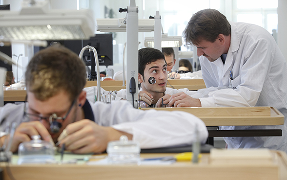 Watchmaking apprentices at work