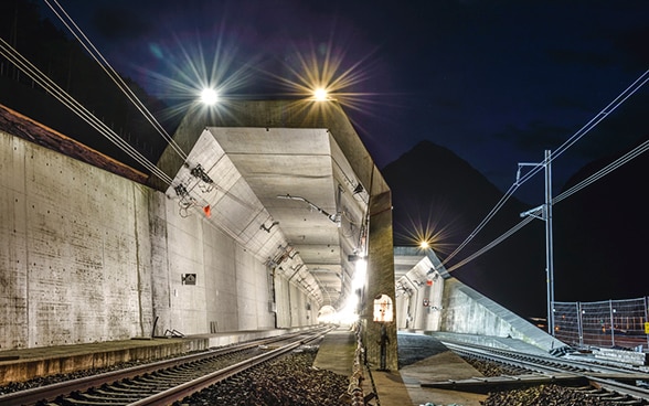View of the north entrance of the Gotthard Base Tunnel at Erstfeld in the canton of Uri.