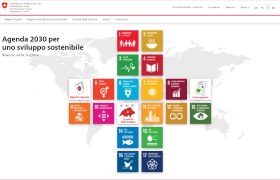 Screenshot della homepage di SDGital2030.ch 