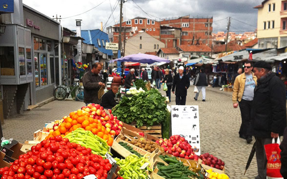 View of a market in Pristina.
