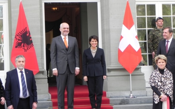 Swiss President Doris Leuthard receives Albania's Prime Minister Edi Rama in Bern. 