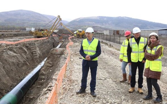 Foreign ambassadors and diplomats at the TAP construction site near Ura Vajgurore, Albania.