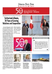 Cover of special edition dedicated to 50 years of Swiss-Albanian diplomatic relations at Albanian Daily News. 