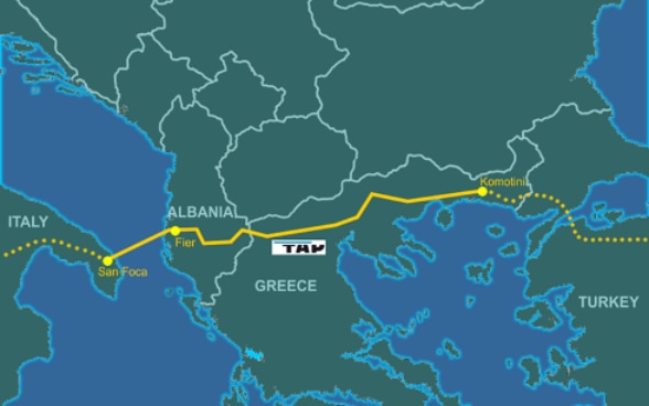 The Trans Adriatic Pipeline (TAP) runs through Greece, Albania and Italy. ©TAP 