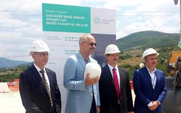 Albanian Prime Minister Edi Rama and Minister of Energy Damian Gjiknuri at the launching ceremony of TAP project in Çorovodë, Albania