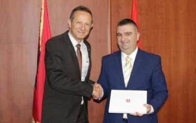 Swiss Ambassador in Albania Christoph Graf and Mayor of Fier Armando Subashi during the visit on October 1st, 2015.