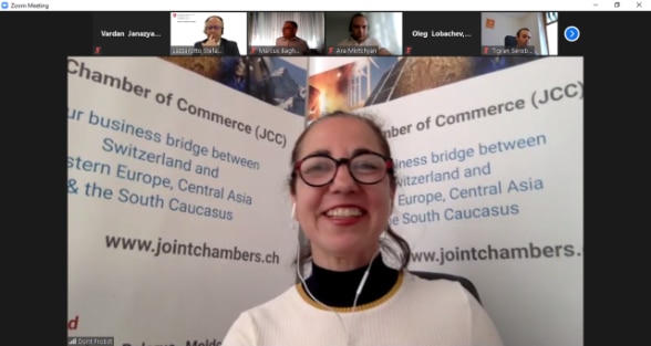 Dorit Sallis, Managing Director of JCC welcomes the participants of the webinar