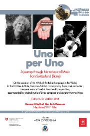 Poster for a narrative guitar concert © “Uno per Uno”