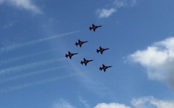 La Patrouille suisse pendant sa démonstration.