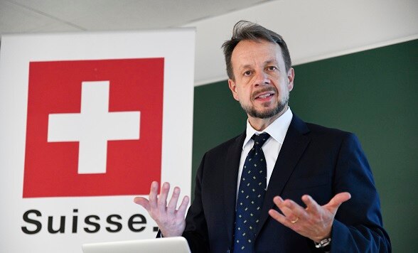 Gilles Marchand, Directeur général de la SSR pendant la conférence.