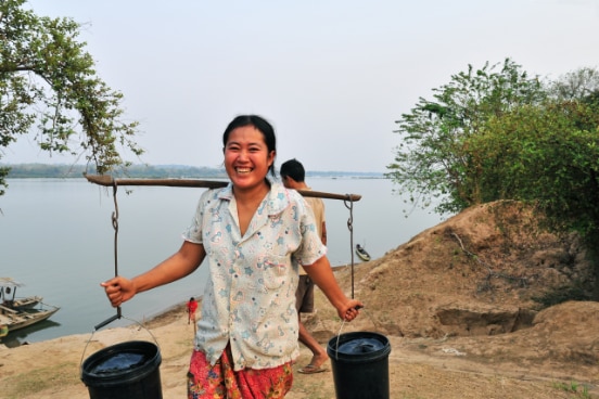 Cambodian women by the river.