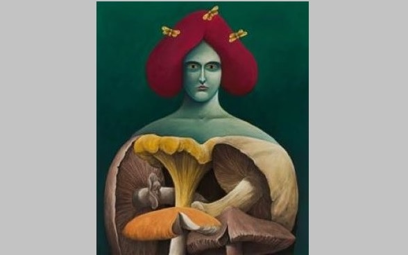 Nicolas Party, Portrait with Mushrooms, 2019, Zurich, courtesy of the artist and Hauser & Wirth.