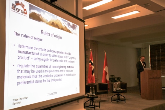 EFTA expert presents technical information on Rules of Origin to Georgian counterparts