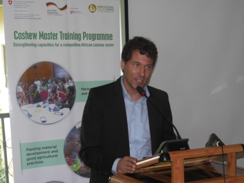 Mr. Daniel Lauchenauer, Deputy Head of Cooperation at the Embassy of Switzerland in Ghana addressing the participants of the Cashew Master Training Program