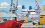 un oeuvre de Claire Vourou illustrant le port de Pirée