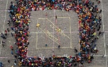 Photograph taken from above the "Linearity" performance in a square. 