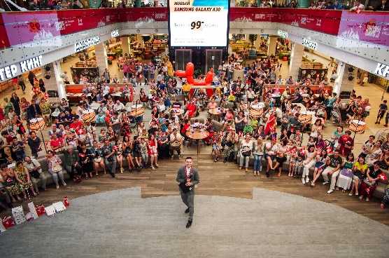 Closing ceremony at MEGA which included the draw for a five-day holiday in Switzerland.