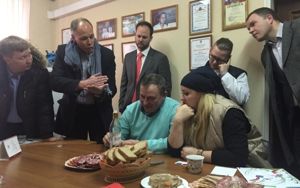 The Swiss delegation at the Bobrovskij meat processing plant in Voronoesh