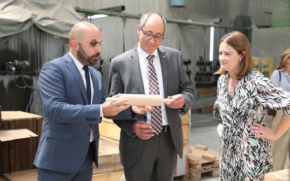 Swiss Ambassador during the visit to Standard Furniture company