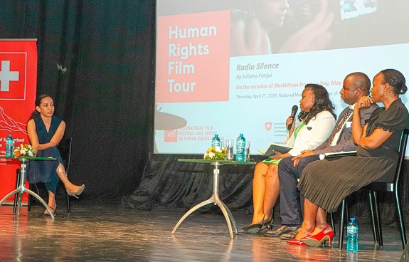 Panel discussion with media respresenatives after the screening of ‘Radio Silence’ at  the National Museum and House of Culture in Dar es Salaam.