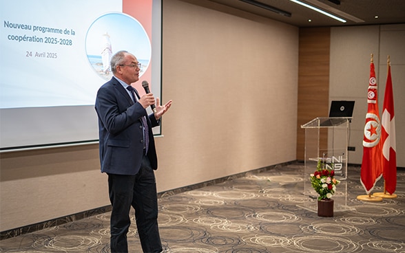 Nicolas Randin lors du lancement du programme de Coopération suisse en Tunisie 2025-2028