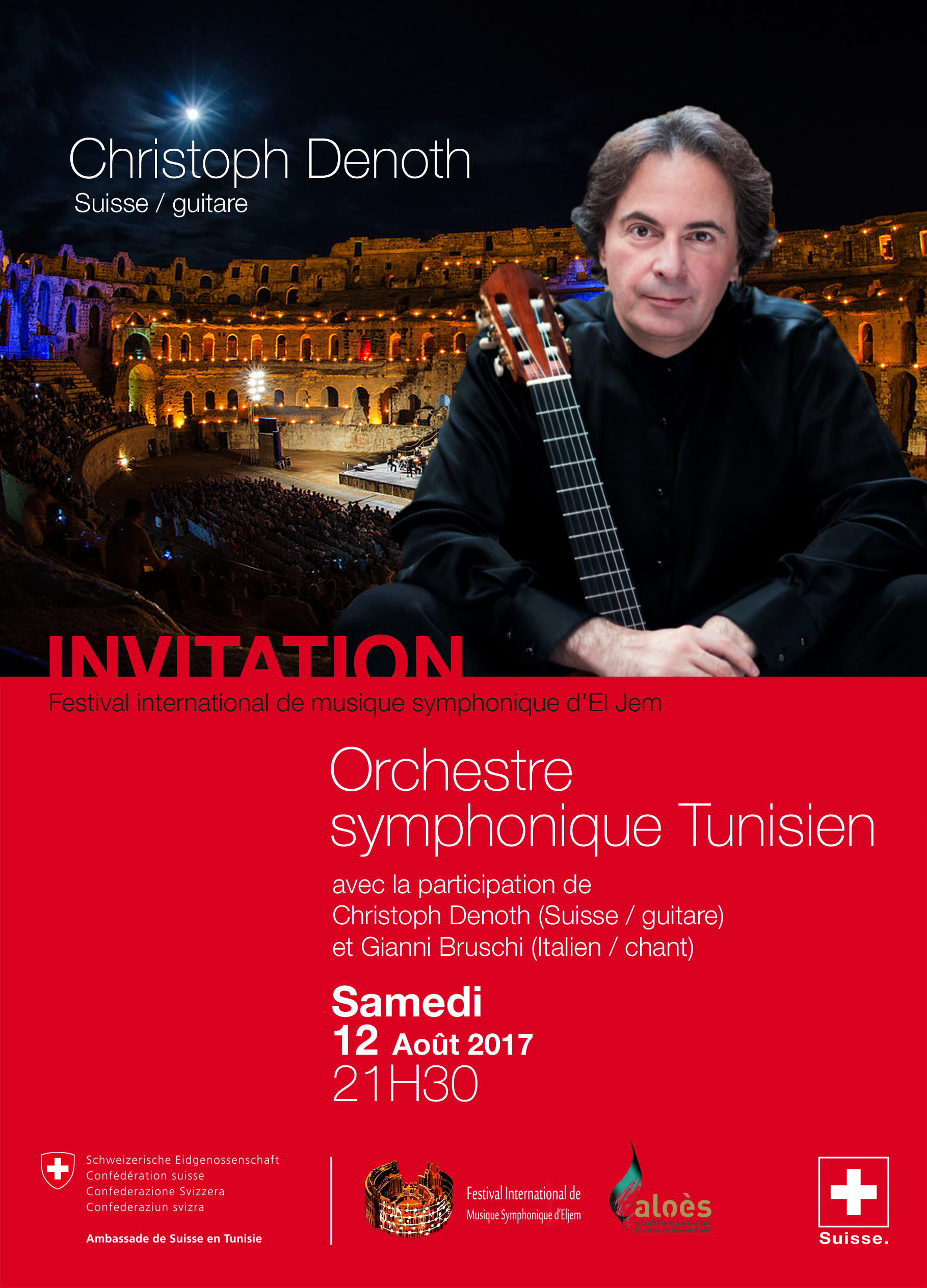 Invitation à la soirée de clôture du Festival d'El Jem.