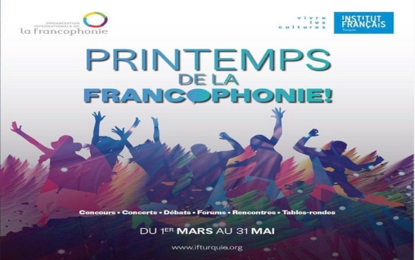 Dancing People on a Flyer for the Month of the French Language 2022.