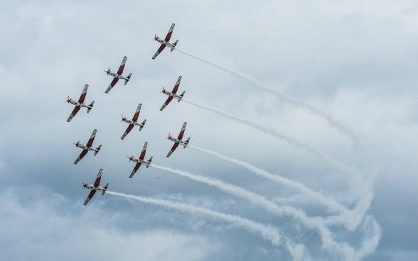 Flight formation with nine aircrafts