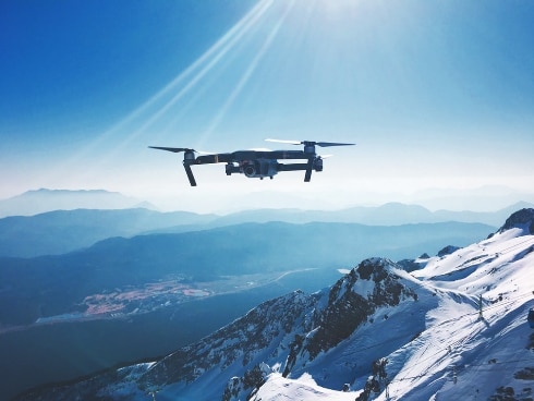 Drone in the mountains