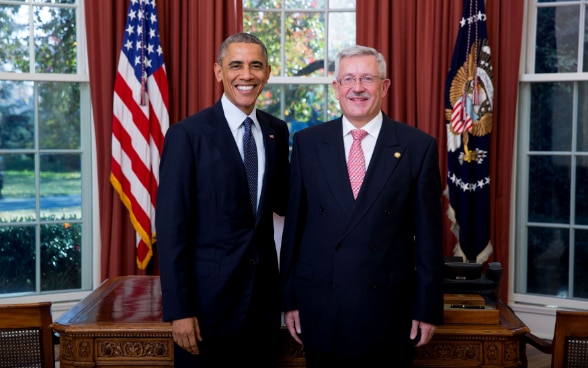 Swiss Ambassador Martin Dahinden and President of the United States of America Barack Obama