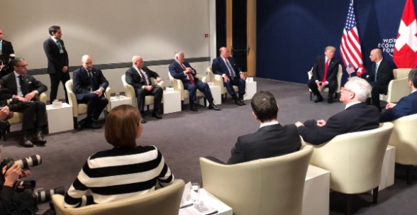 The U.S. and Swiss delegations meet during the 2018 WEF Annual Meeting. 