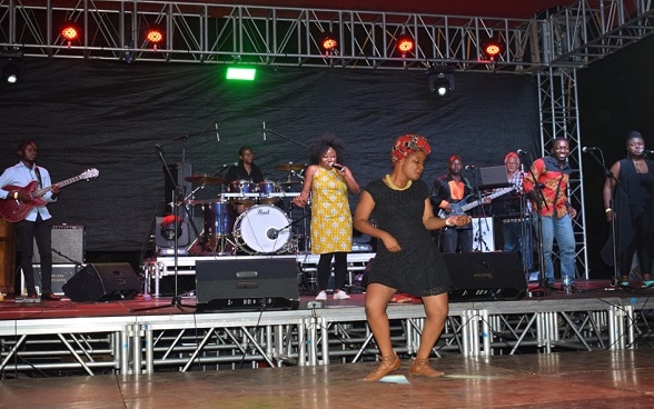 A Zimbabwean musician performs during a musical festival in the capital Harare.