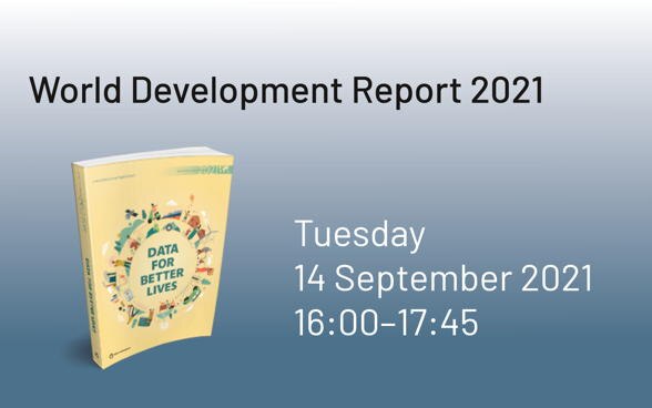 The photo shows the World Development Report 2021.