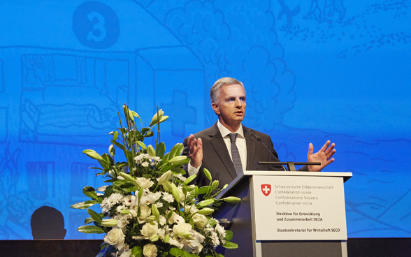 Federal Councillor Didier Burkhalter during his speech.