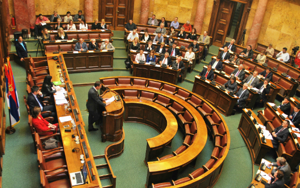 Vue du Parlement serbe