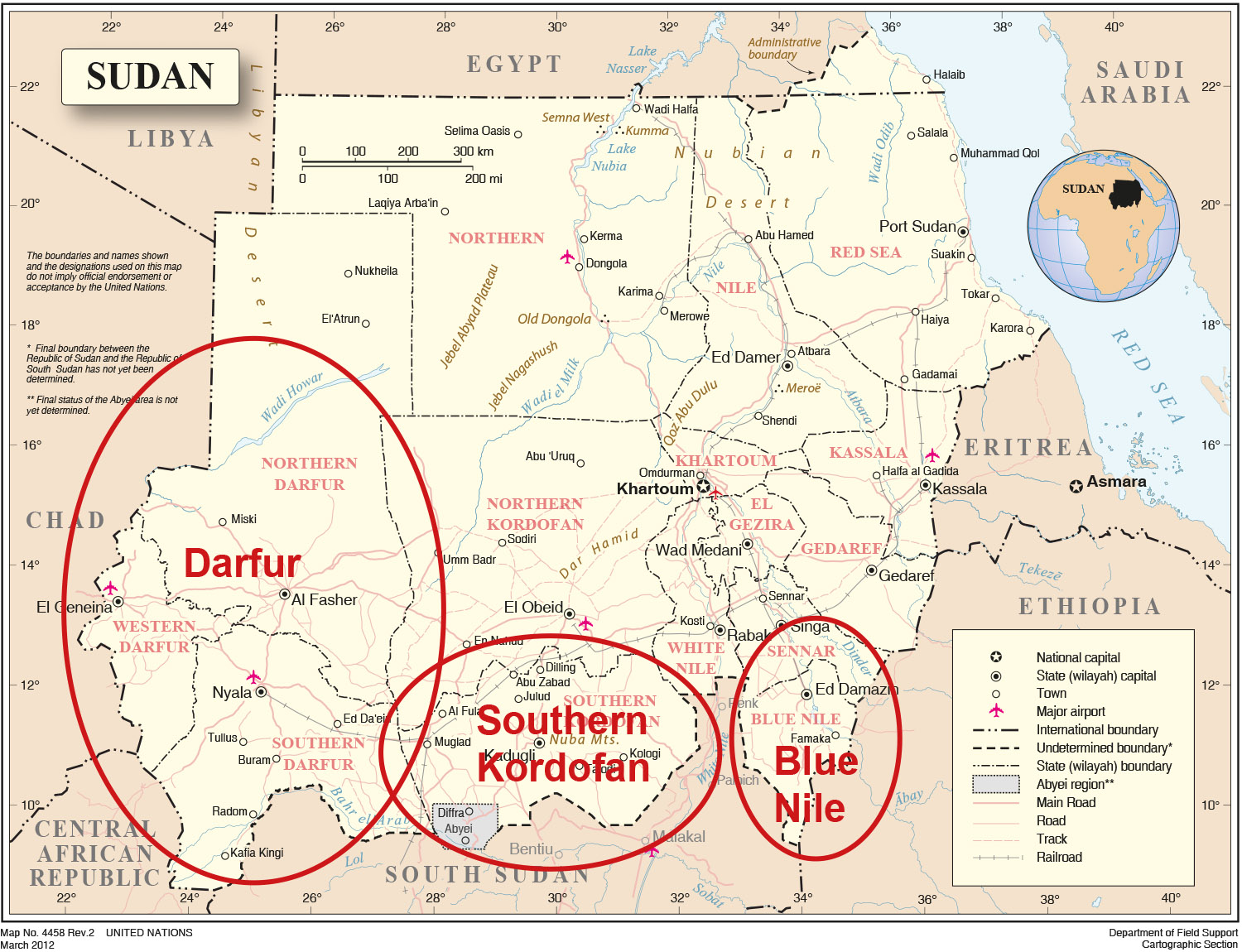 Areas of SDC activities in Sudan