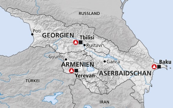 Karte der Region Südkaukasus