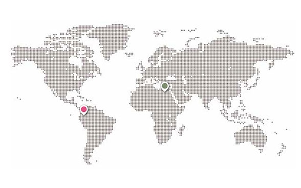 Cartina del mondo: i puntini indicano le zone d'impiego della SECO.