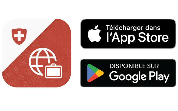 Logo de Travel Admin, App Store et Google Play