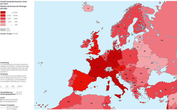 Suisses de l’étranger en Europe en 2023.