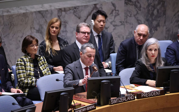 Nella sala del Consiglio di sicurezza viene posizionato sul tavolo una targhetta con la scritta “Svizzera”. 