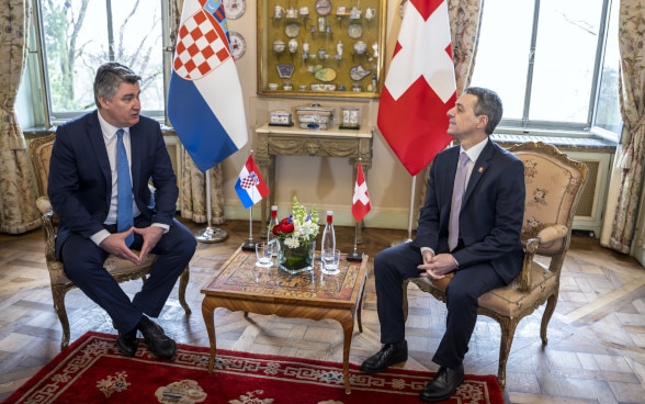 Il presidente Ignazio Cassis e il presidente croato Zoran Milanović a Ginevra.