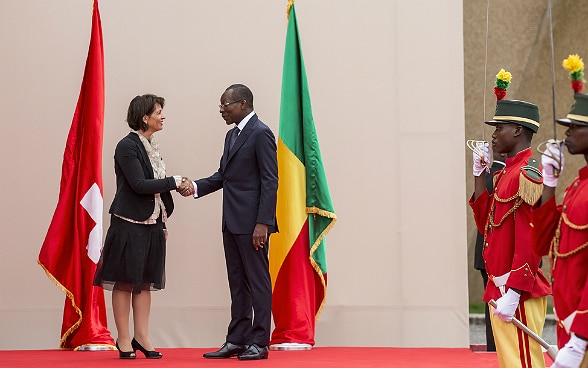 Bundespräsidentin Doris Leuthard trifft Benins Präsidenten Patrice Talon zum bilateralen Gespräch.