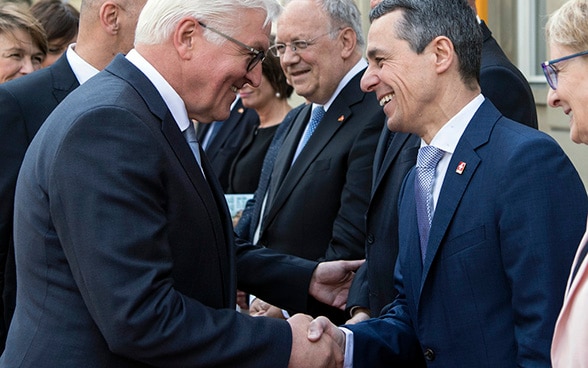 Federal Councillor Ignazio Cassis with German President Frank-Walter Steinmeier.