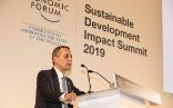 Federal councillor Ignazio Cassis addresses the WEF Sustainable Development Impact Summit. 