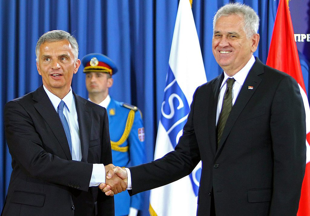Le président de la Confédération Didier Burkrhalter et le président serbe, Tomislav Nikolic