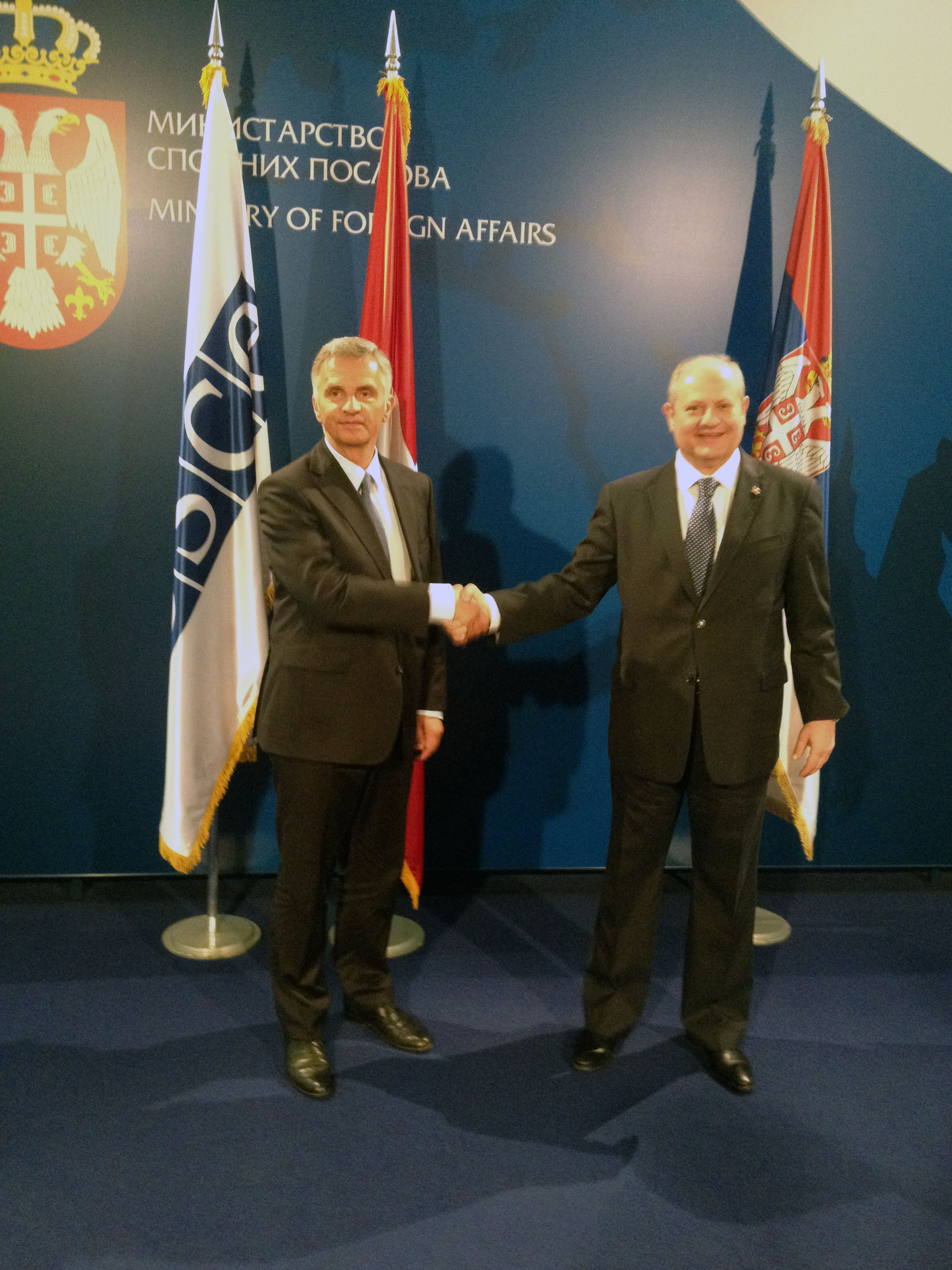 Didier Burkhalter meets with the Serbian foreign minister, Ivan Mirkić, in Belgrade