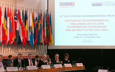 Il presidente in carica dell’OSCE e presidente della Confederazione Didier Burkhalter durante il suo discorso di apertura del Foro economico e ambientale dell’OSCE a Praga