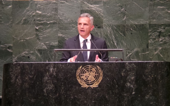 Bundespräsident Didier Burkhalter spricht an der UNO-Generalversammlung in New York